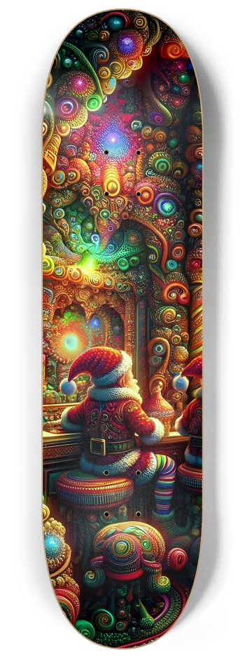 Psychedelic Fractal xmas Theme 8k 0029 #1 8-1/4 Skateboard Deck