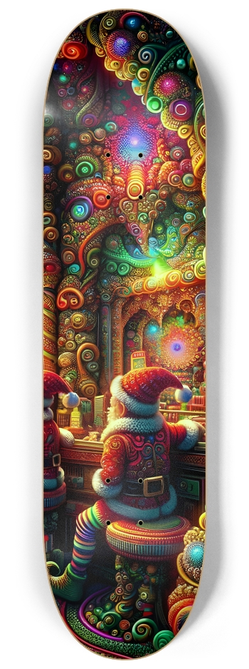 Psychedelic Fractal xmas Theme 8k 0029 #3 8-1/4 Skateboard Deck