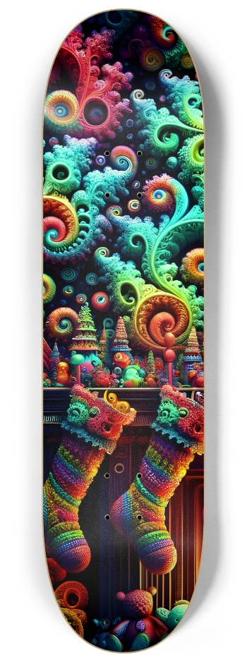 Psychedelic Fractal xmas Theme 8k 0034 #1 8-1/4 Skateboard Deck