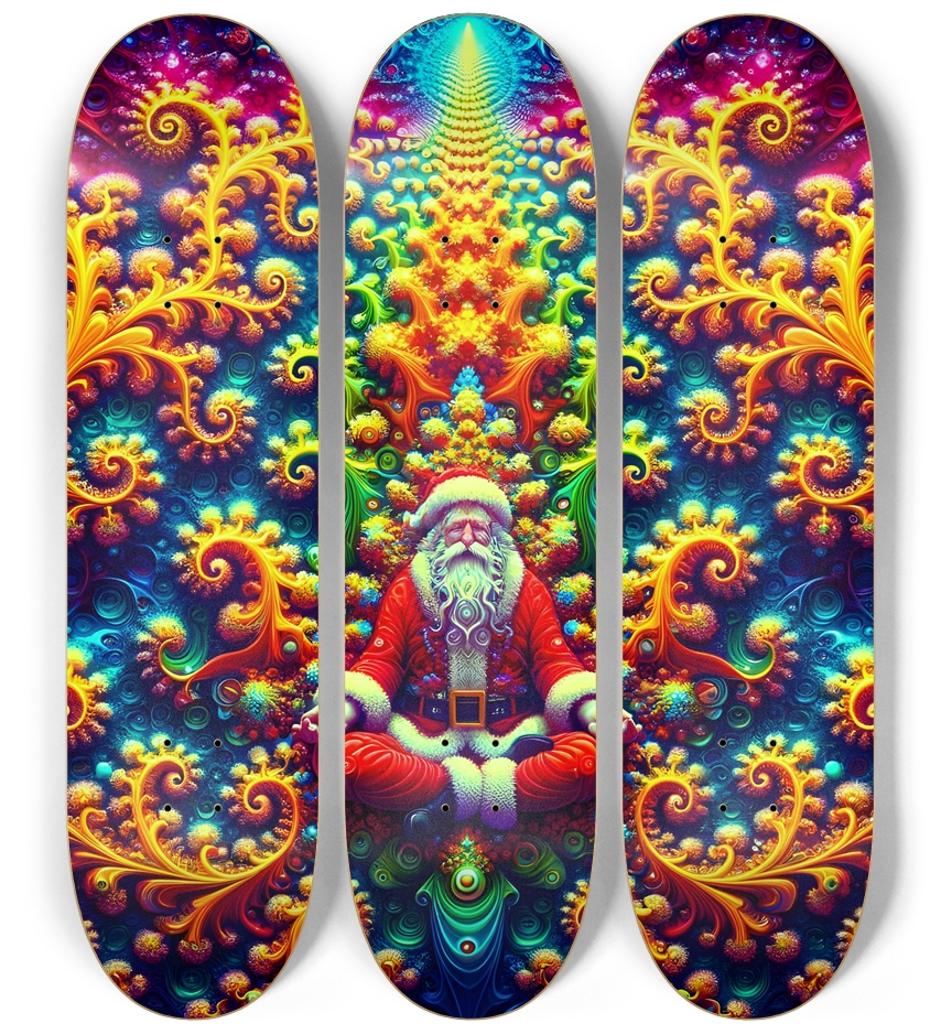 Psychedelic Fractal xmas Theme 8k 0027 3 Deck Wall Series