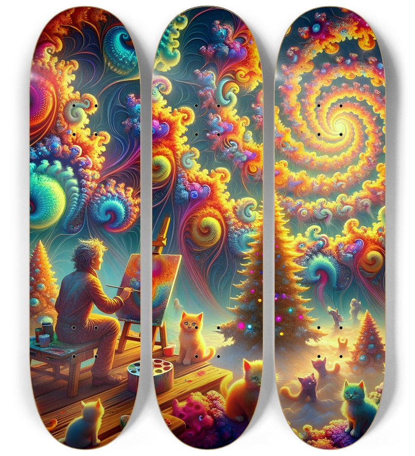 Psychedelic Fractal xmas Theme 8k 0028 3 Deck Wall Series