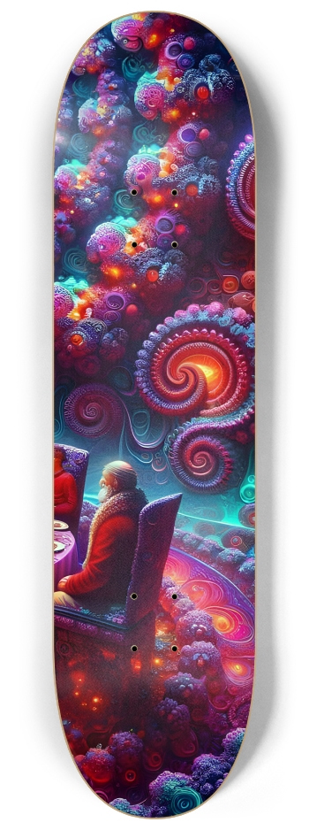 Psychedelic Fractal xmas Theme 8k 0033 #3 8-1/4 Skateboard Deck
