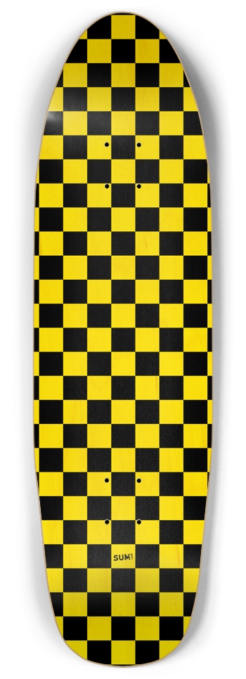 sum1sk8boards old school shape pool yellow checkers skateboard Punk Nose Shape