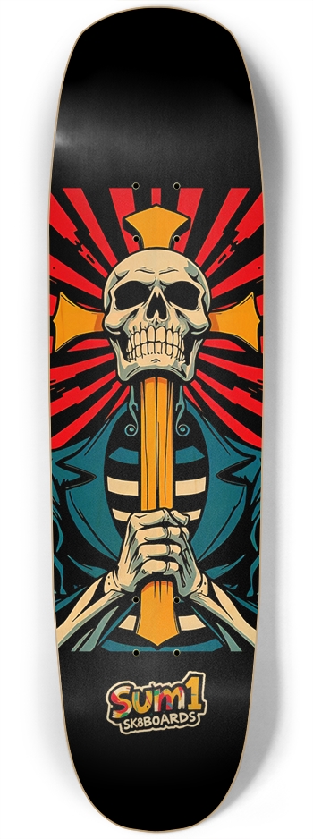 sum1sk8boards skull & cross square nose skateboard Square Nose