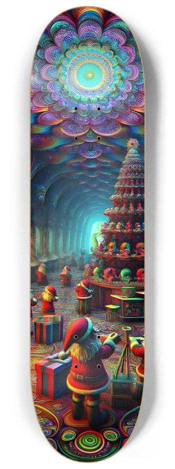 Psychedelic Fractal xmas Theme 8k 0036 #2 8-1/4 Skateboard Deck