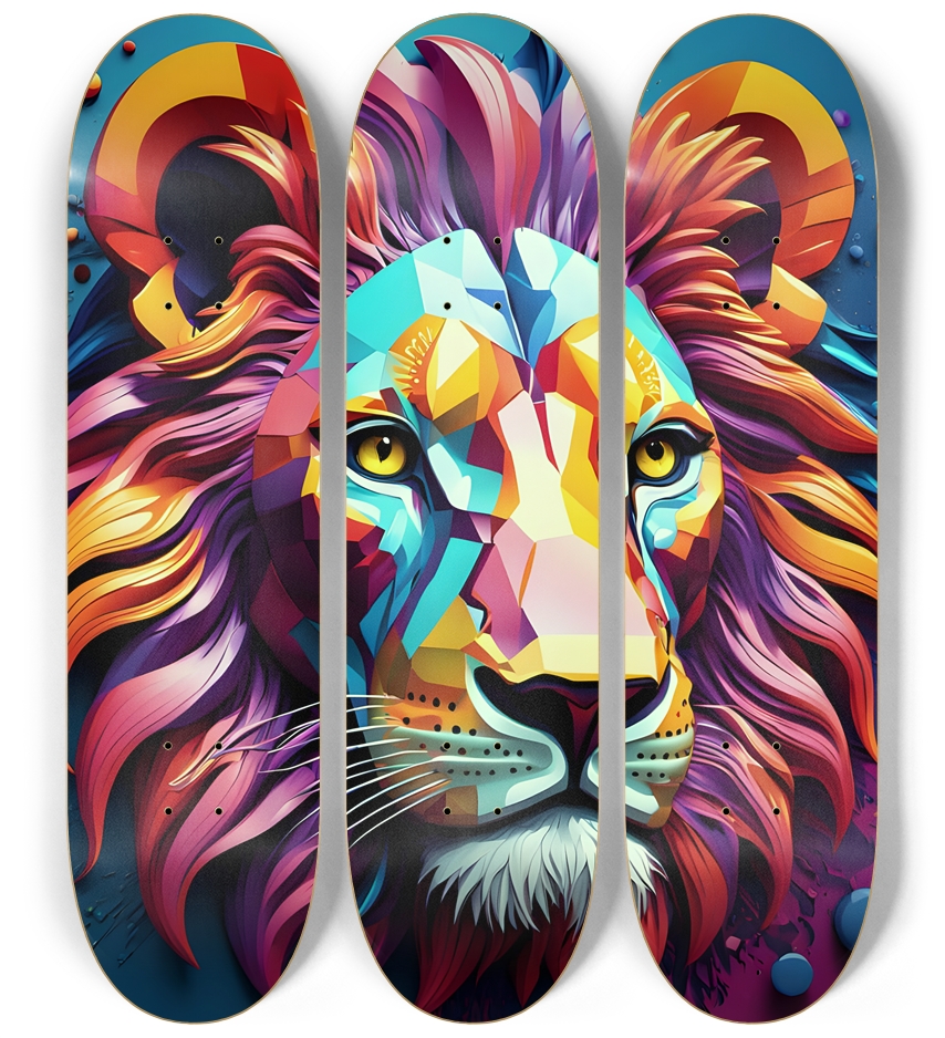 Neo Pop Art Lion 0001 3 Deck Wall Series