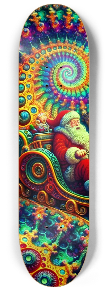 Psychedelic Fractal xmas Theme 8k 0039 #1 8-1/4 Skateboard Deck