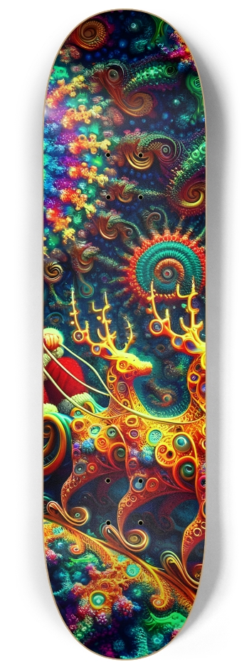 Psychedelic Fractal xmas Theme 8k 0039 #2 8-1/4 Skateboard Deck