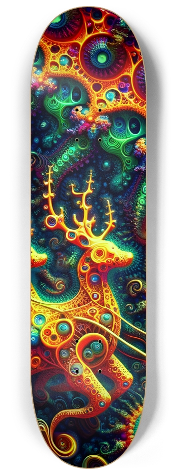 Psychedelic Fractal xmas Theme 8k 0039 #3 8-1/4 Skateboard Deck