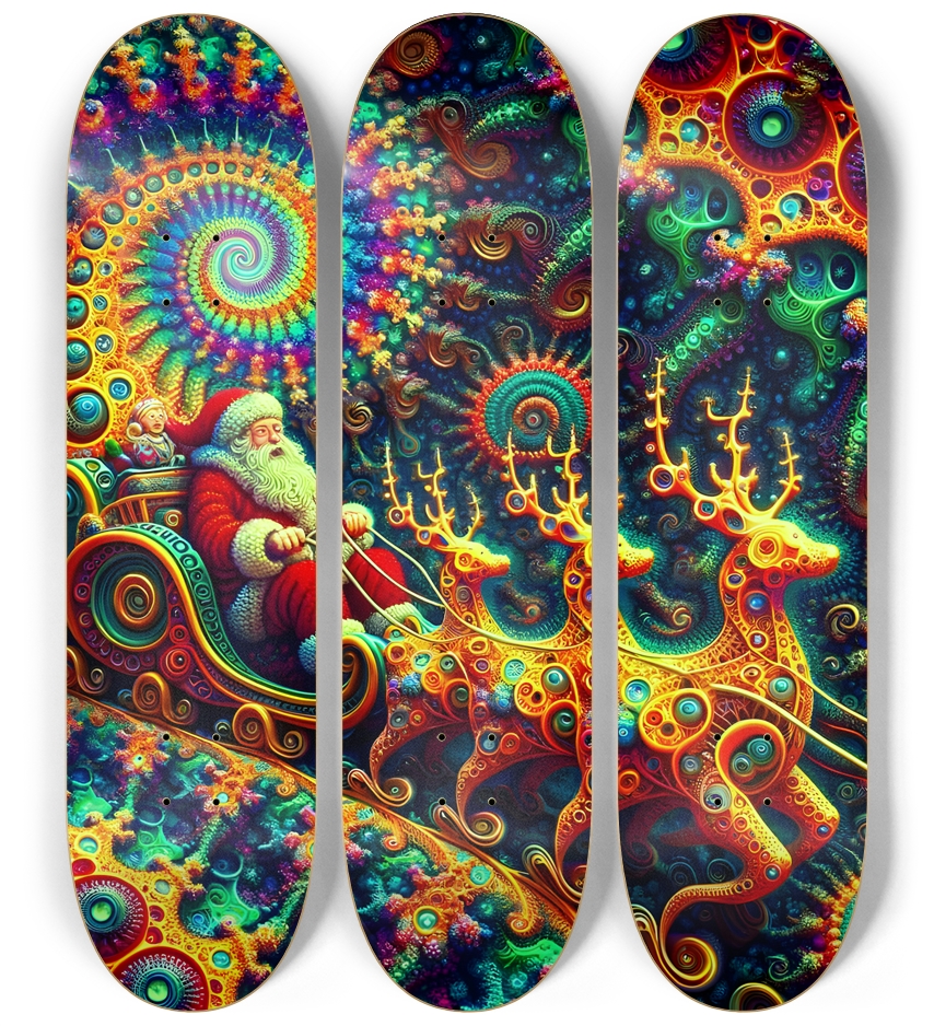 Psychedelic Fractal xmas Theme 8k 0039 3 Deck Wall Series