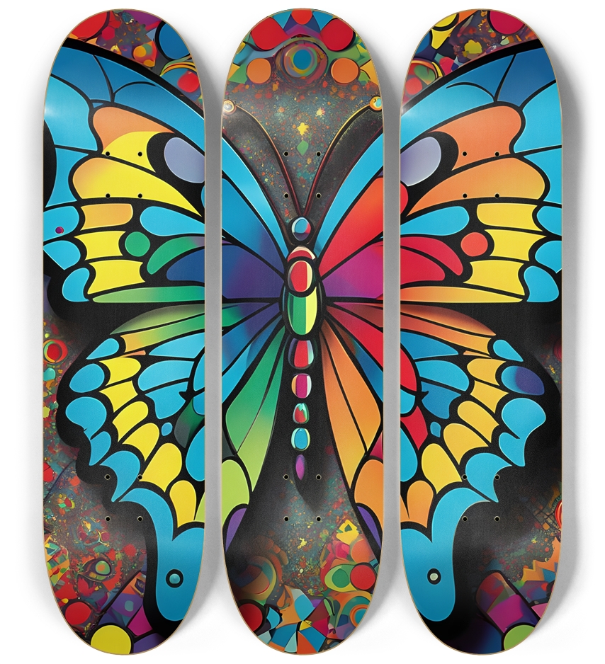 Neo Pop Art Butterfly 0002 3 Deck Wall Series