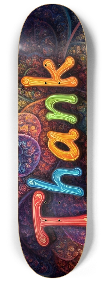 Fractal Thank You Neon Sign 0001 #2 8-1/4 Skateboard Deck