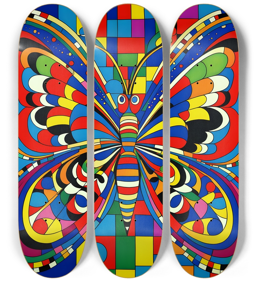 Neo Pop Art Butterfly 0001 3 Deck Wall Series