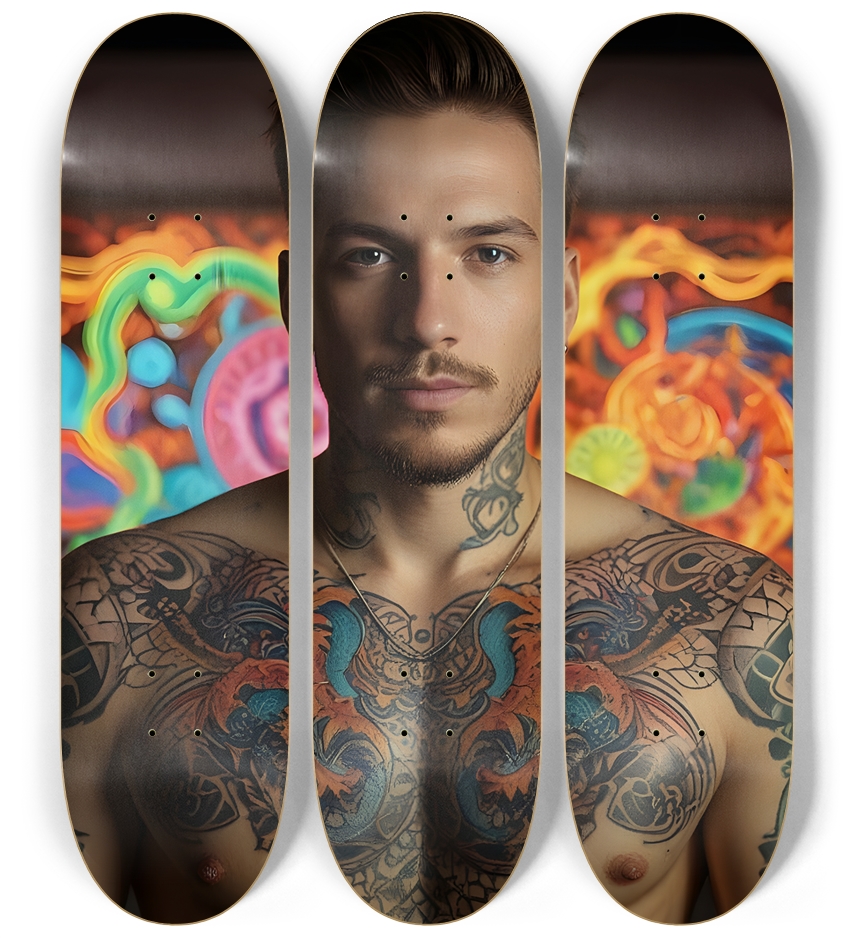 Fractal Tattoos 0002 3 Deck Wall Series