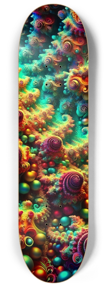 Psychedelic Fractal xmas Theme 8k 0038 #2 8-1/4 Skateboard Deck