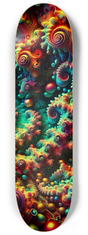 Psychedelic Fractal xmas Theme 8k 0038 #3 8-1/4 Skateboard Deck