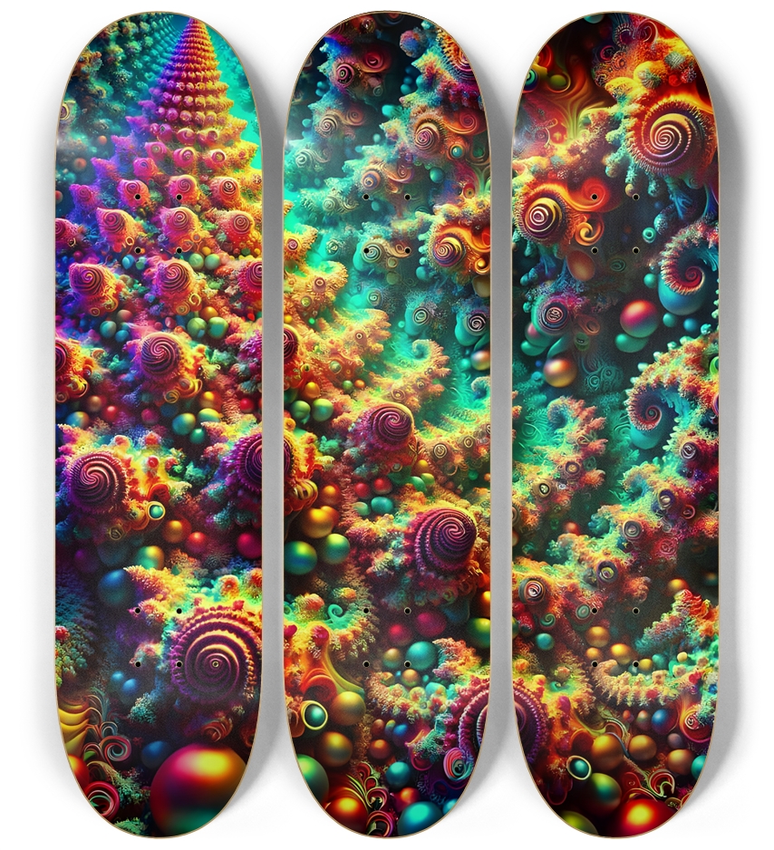 Psychedelic Fractal xmas Theme 8k 0038 3 Deck Wall Series