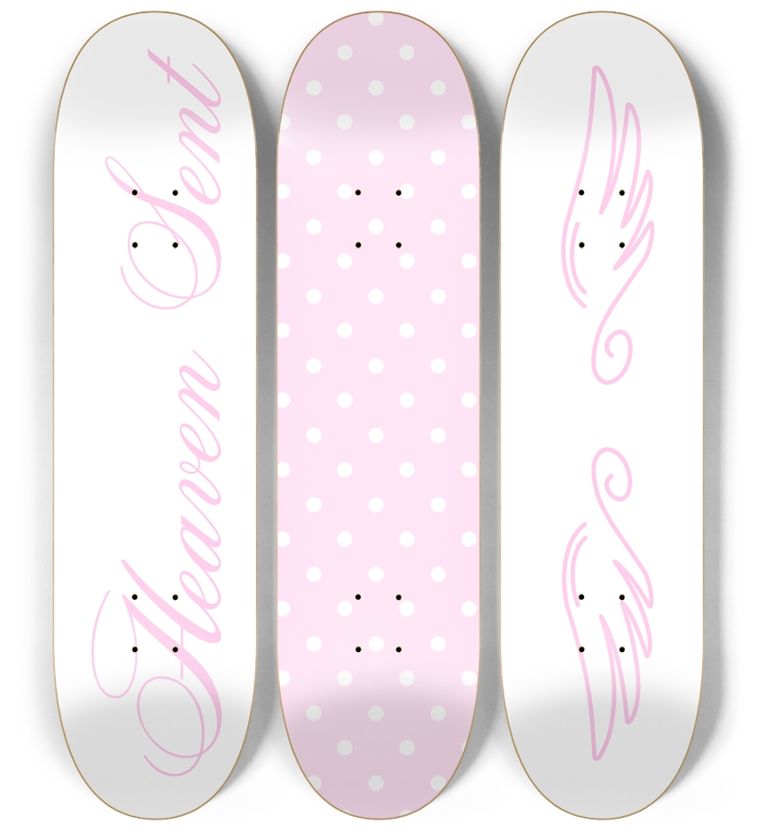 Pink Polka Dot Set 3 Deck Wall Series