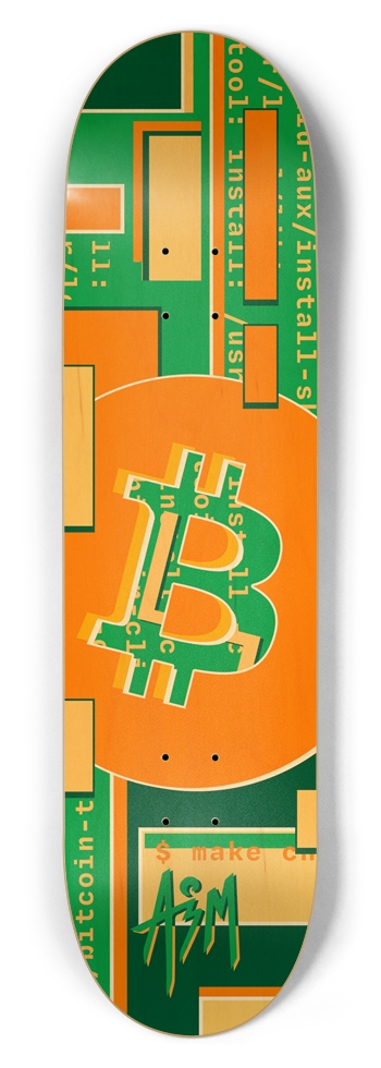 BTC Bitcoin - 80s Node (Natural) 8-1/2 Skateboard Deck