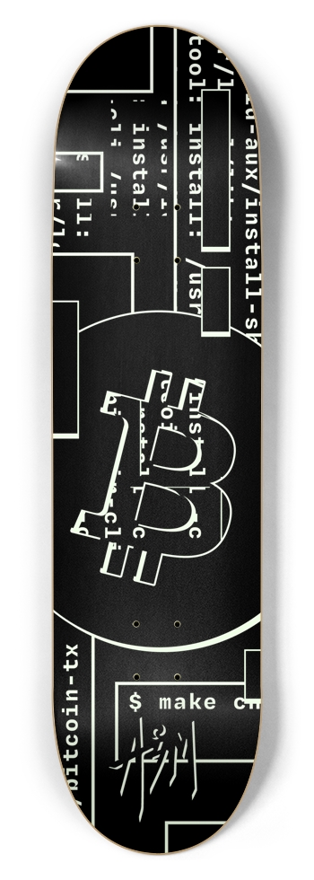 BTC Bitcoin - Simple 2-Color (Glow in Dark) 8-1/2 Skateboard Deck