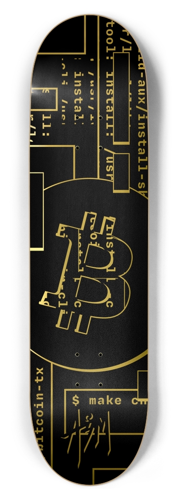 BTC Bitcoin - Simple 2-Color (Gold Foil) 8-1/2 Skateboard Deck
