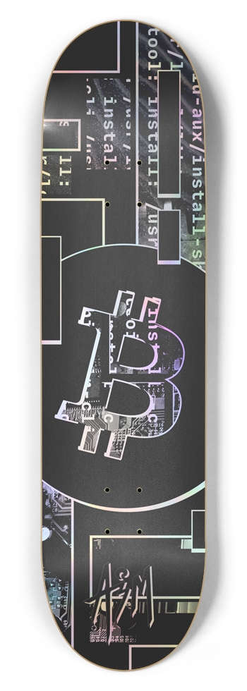 BTC Bitcoin - Texture (Holographic) 8-1/2 Skateboard Deck