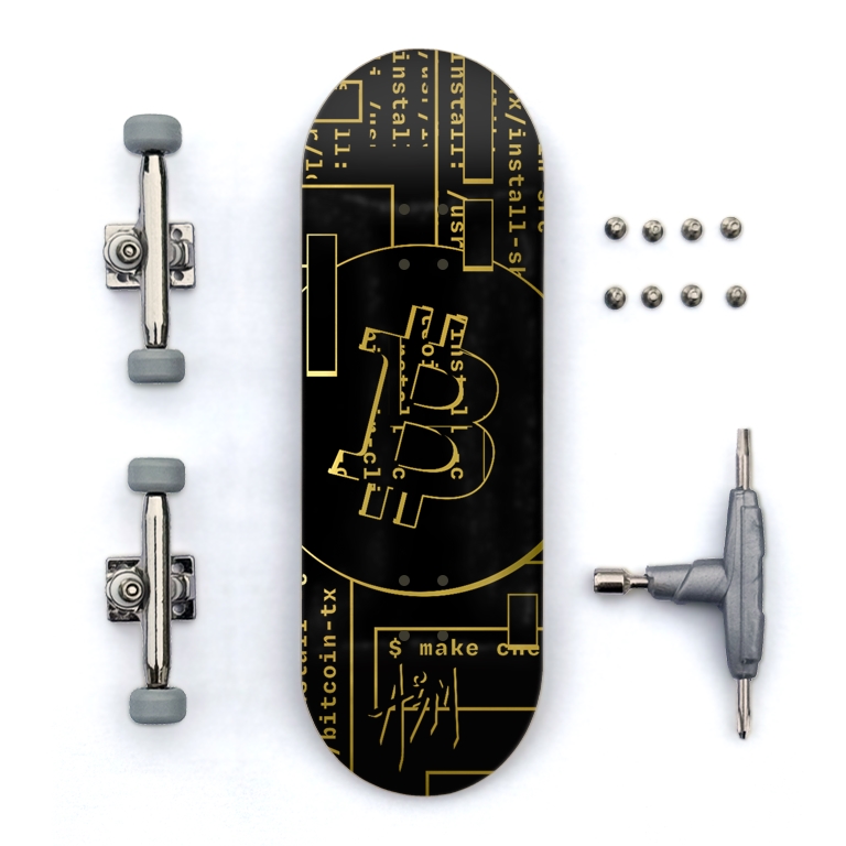 BTC Bitcoin - Simple 2-Color (Gold Foil) Fingerboard