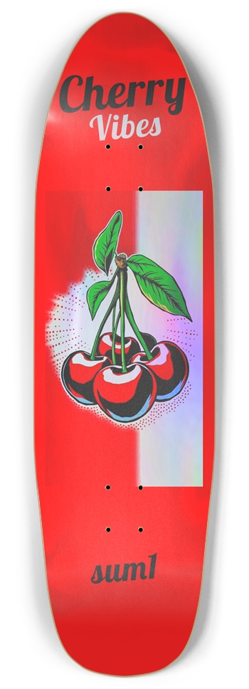 sum1sk8boards cherry vibes holographic old school shape pool skateboard Punk Nose Shape