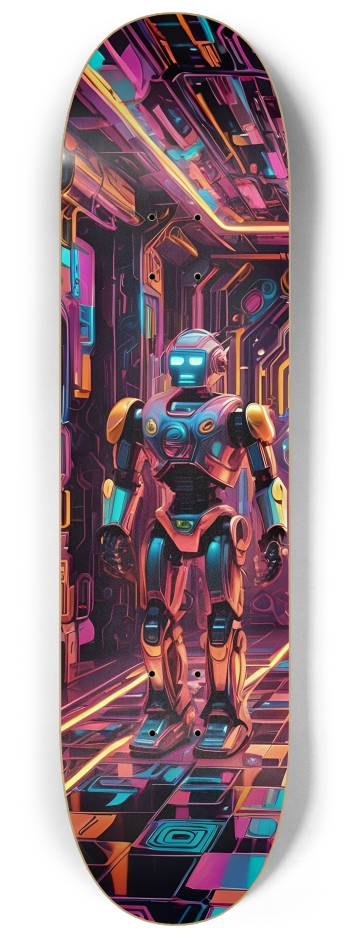 Neon Psychedelic Robots 0004 #1 8-1/4 Skateboard Deck