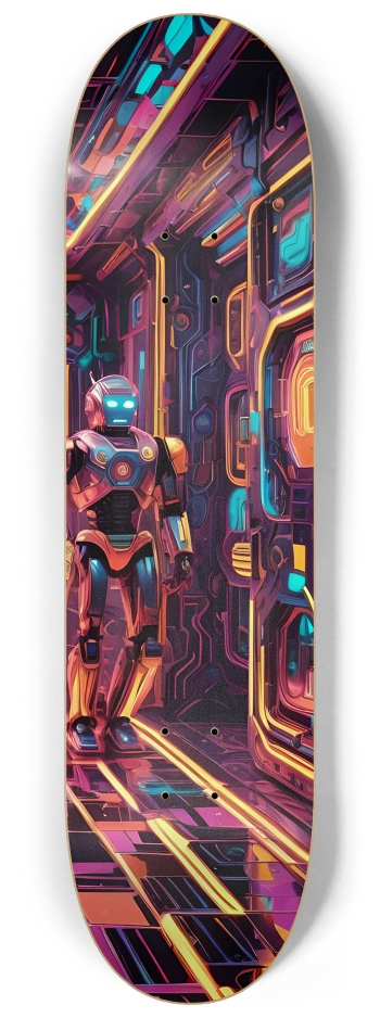 Neon Psychedelic Robots 0004 #3 8-1/4 Skateboard Deck