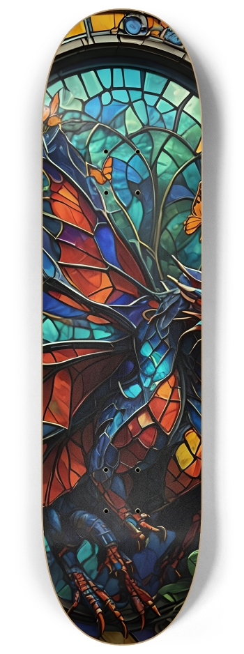 Neon Psychedelic Stained-Glass Dragon + Butterflies 001 #2