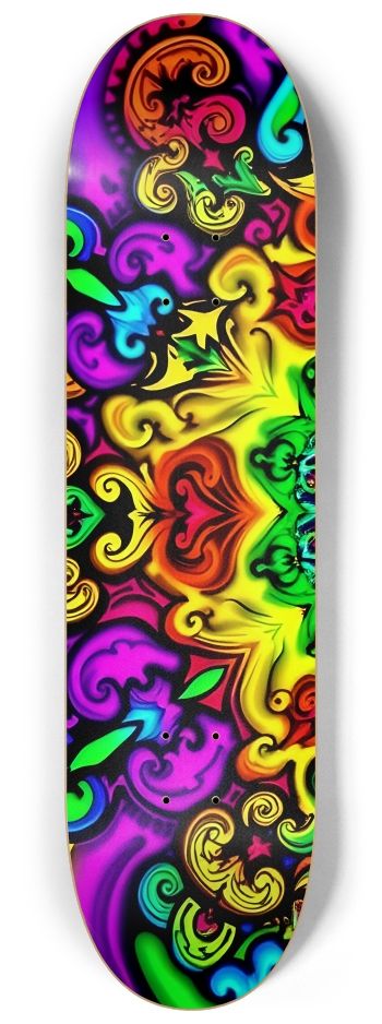 Neon Psychedelic Abstract Pattern 0004 #1 8-1/4 Skateboard Deck