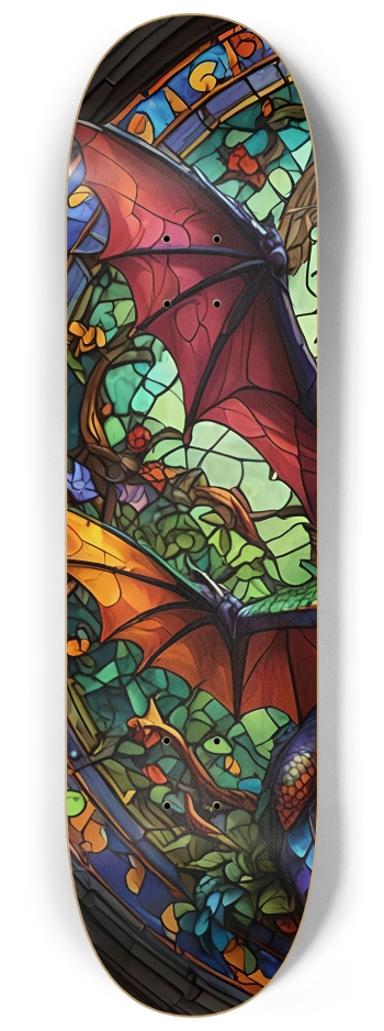 Neon Psychedelic Stained-Glass Dragons 001 #1 8-1/4 Skateboard Deck