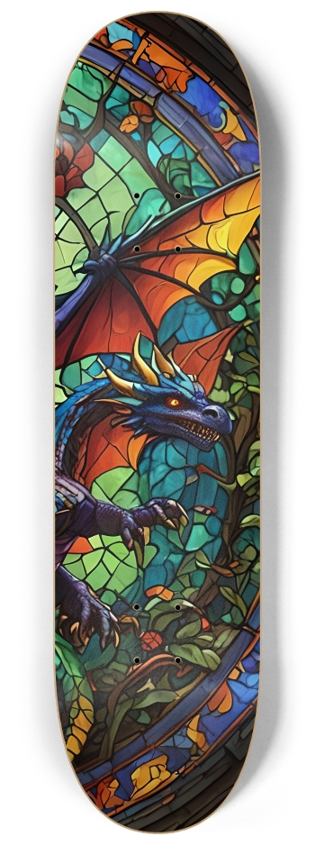 Neon Psychedelic Stained-Glass Dragons 001 #3 8-1/4 Skateboard Deck