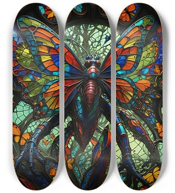 Neon Psychedelic Stained-Glass Creature with Butterfly Wings 002