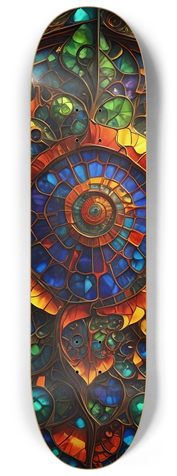 Neon Psychedelic Stained-Glass Pattern 001 #2 8-1/4 Skateboard Deck