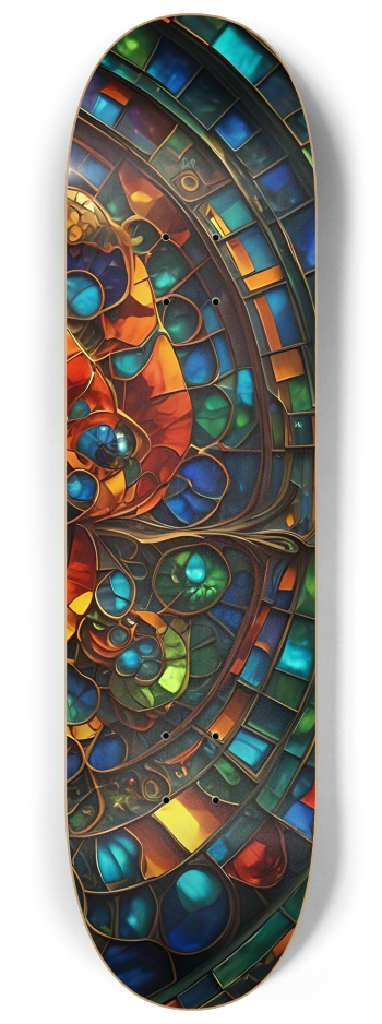 Neon Psychedelic Stained-Glass Pattern 001 #3 8-1/4 Skateboard Deck
