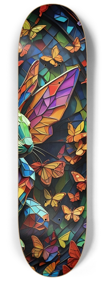 Neon Psychedelic Stained-Glass Bunnies + Butterflies 001 #3