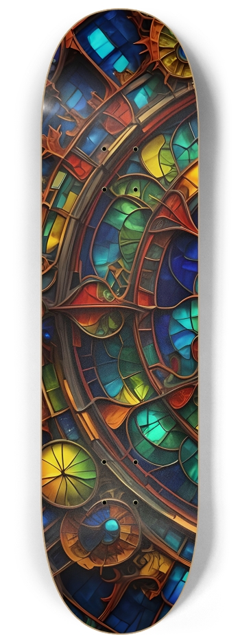 Neon Psychedelic Stained-Glass Pattern 002 #1 8-1/4 Skateboard Deck
