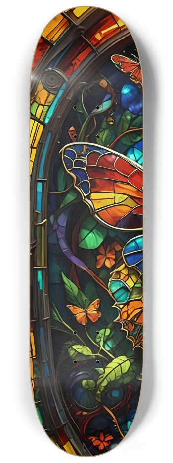 Neon Psychedelic Stained-Glass Butterflies 001 #1 8-1/4 Skateboard Deck