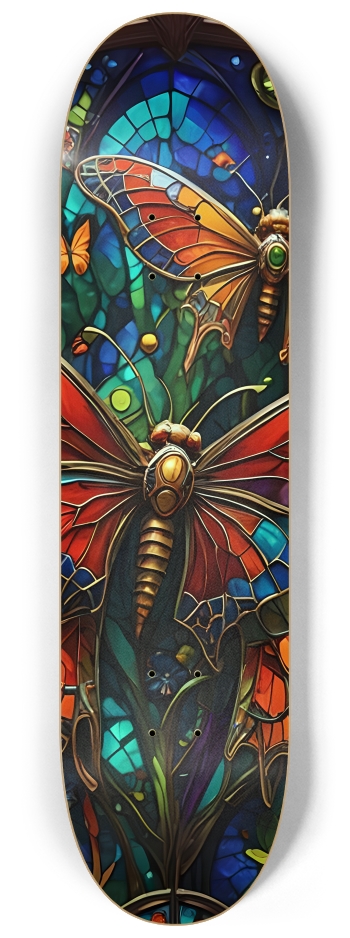 Neon Psychedelic Stained-Glass Butterflies 001 #2 8-1/4 Skateboard Deck
