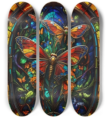 Neon Psychedelic Stained-Glass Butterflies 001