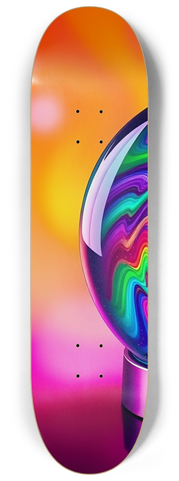 Neon Psychedelic Abstract Snow Globe 0001 #1 8-1/4 Skateboard Deck