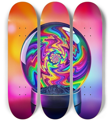 Neon Psychedelic Abstract Snow Globe 0001