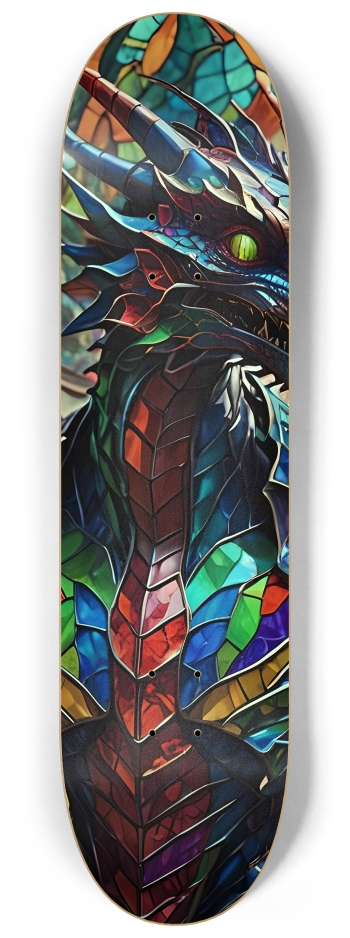 Neon Psychedelic Stained-Glass Dragons 002 #2 8-1/4 Skateboard Deck