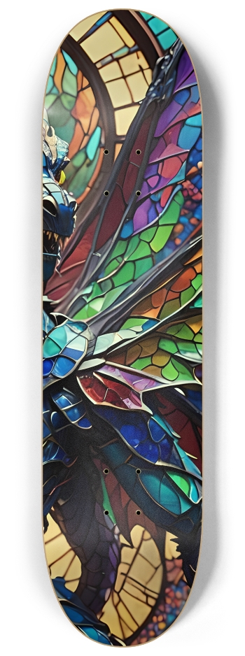 Neon Psychedelic Stained-Glass Dragons 002 #3 8-1/4 Skateboard Deck