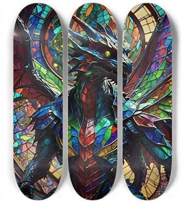 Neon Psychedelic Stained-Glass Dragons 002