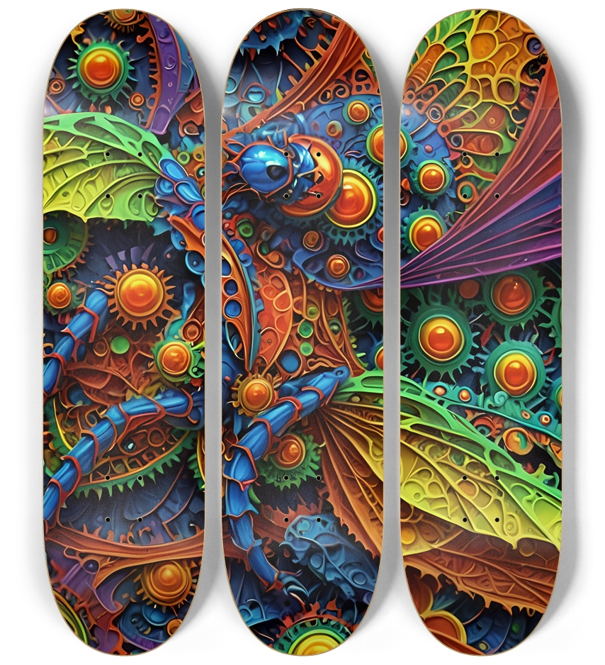 Neon Psychedelic Clay Creature 001 3 Deck Wall Series