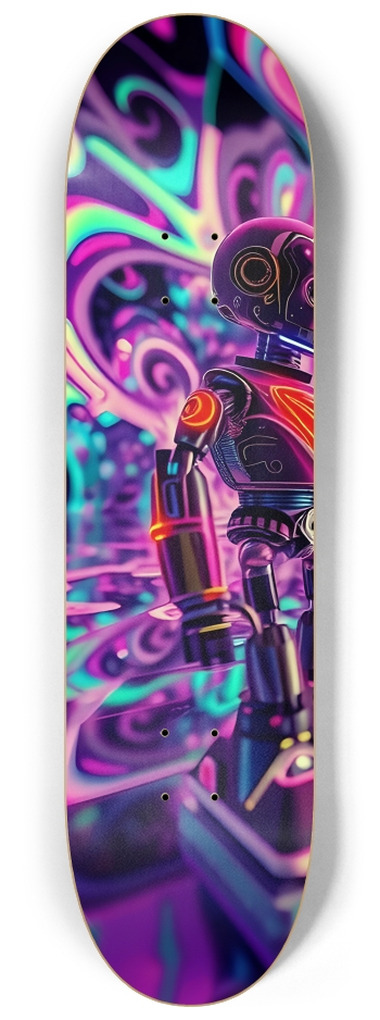 Neon Psychedelic Robots 0001 #1 8-1/4 Skateboard Deck