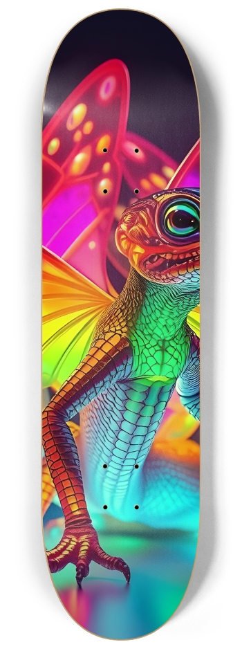 Neon Psychedelic Stained-Glass Creature with Butterfly Wings 0010 #2 8-1/4 Skateboard Deck